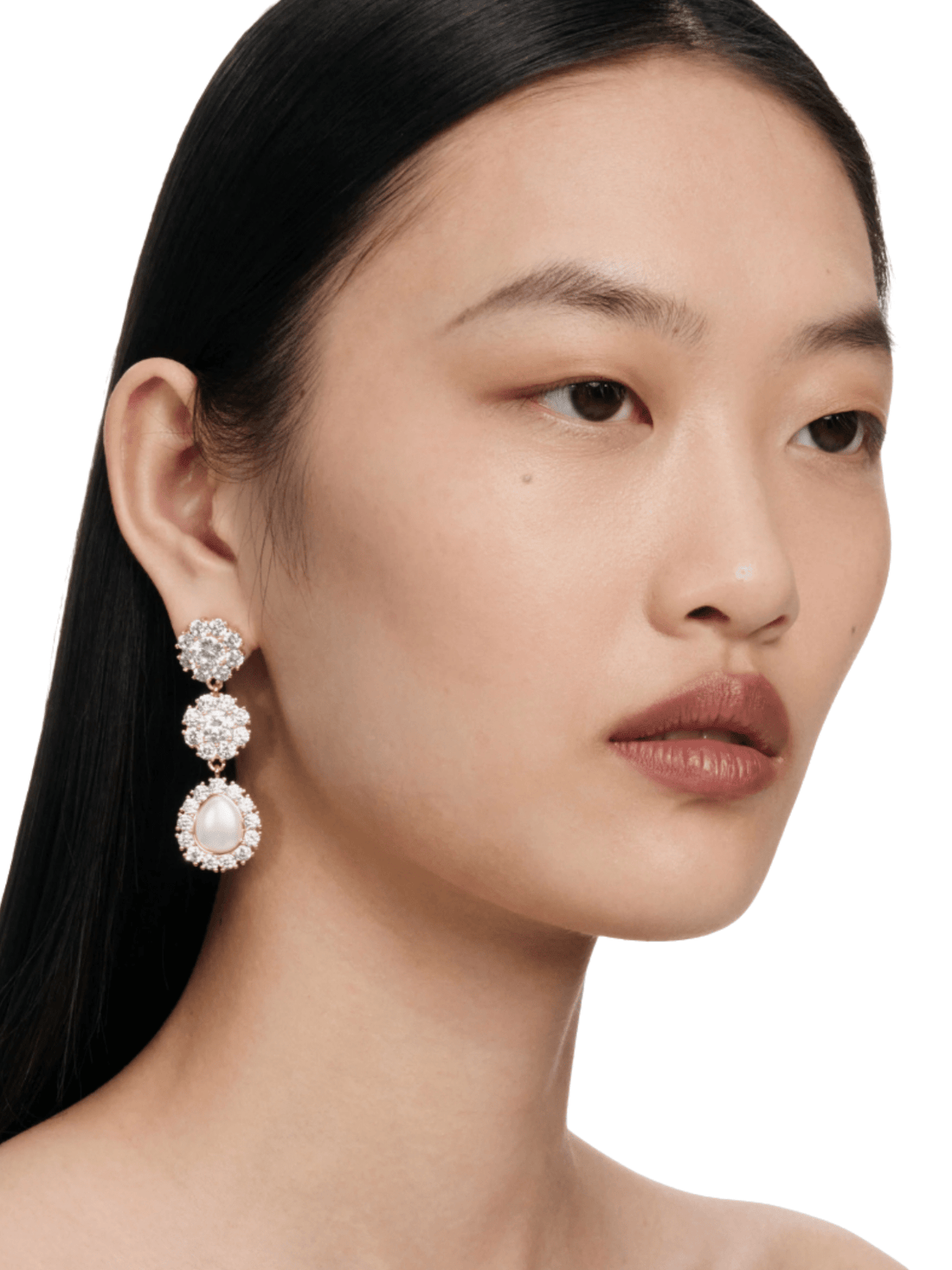 Gold Crystal Flower Tiered Earrings by Self Portrait - Rental Hong Kong