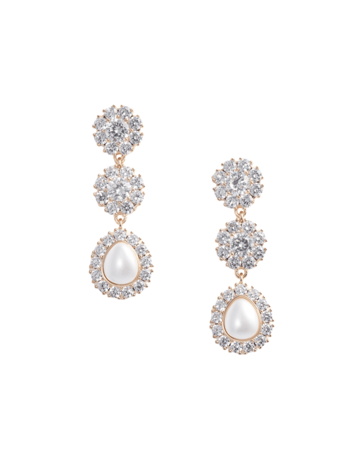 Gold Crystal Flower Tiered Earrings by Self Portrait - Rental Hong Kong