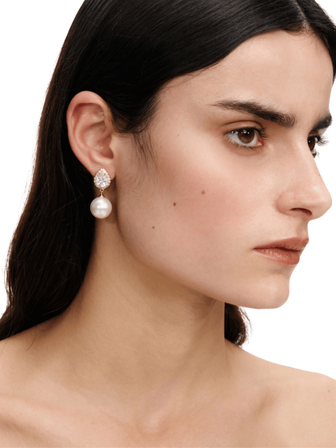 Gold Crystal Pearl Drop Earrings by Self Portrait - Rental Hong Kong