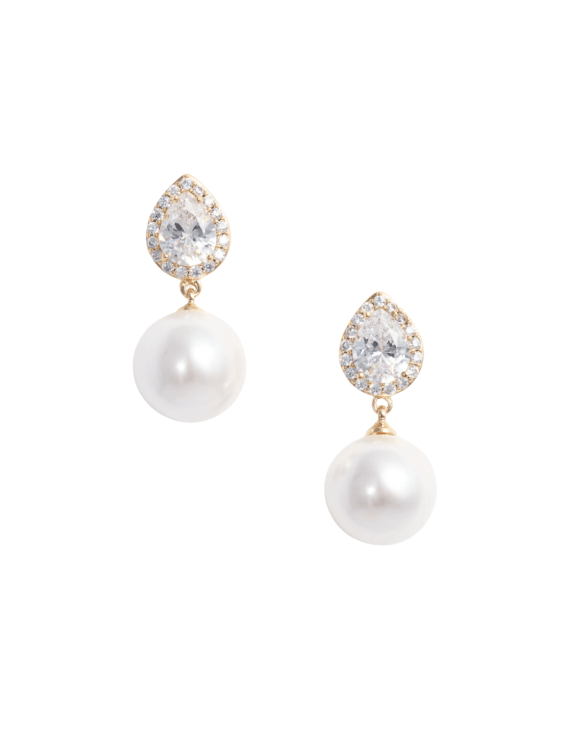 Gold Crystal Pearl Drop Earrings by Self Portrait - Rental Hong Kong