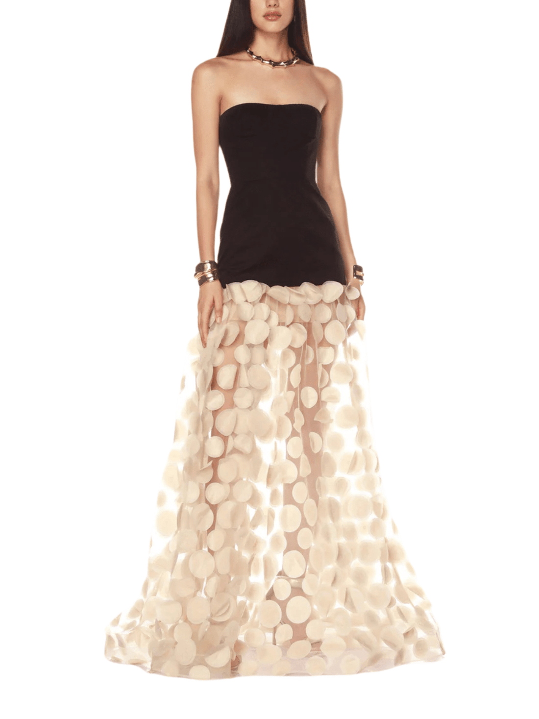 Harper Strapless Black and Beige Gown Black by Bronx and Banco - Rental Hong Kong