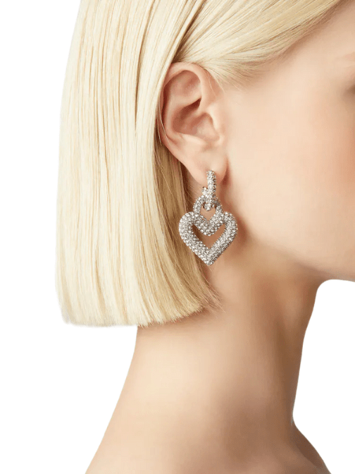 Heart Strass Earrings Silver by Roger Vivier - Rental Hong Kong