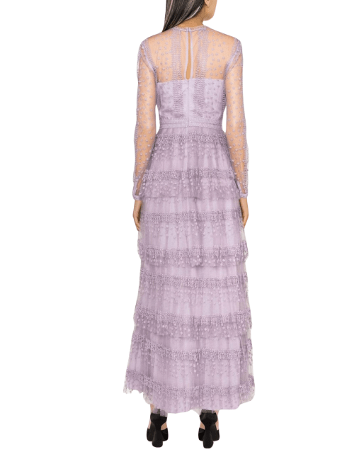 Lilac Tiered Lace Maxi Dress by Self Portrait - Rental Hong Kong