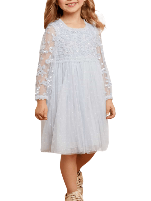 Lilybelle Long Sleeve Kids Dress Blue by Needle & Thread - Rental Hong Kong