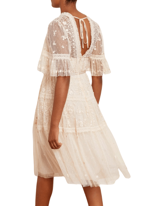 Lottie Lace Midi Dress Champagne by Needle & Thread - Rental Hong Kong