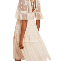 Lottie Lace Midi Dress Champagne by Needle & Thread - Rental Hong Kong