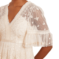 Lottie Lace Midi Dress Champagne by Needle & Thread - Rental Hong Kong