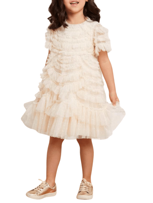 Marilla Ruffle Kids Dress Champagne by Needle & Thread - Rental Hong Kong