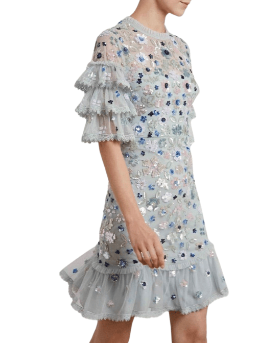 Meadow Sequin Mini Dress Green by Needle & Thread - Rental Hong Kong