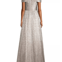 Metallic Off - The - Shoulder Gown Silver by Aidan Mattox - Rental Hong Kong