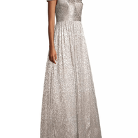 Metallic Off - The - Shoulder Gown Silver by Aidan Mattox - Rental Hong Kong