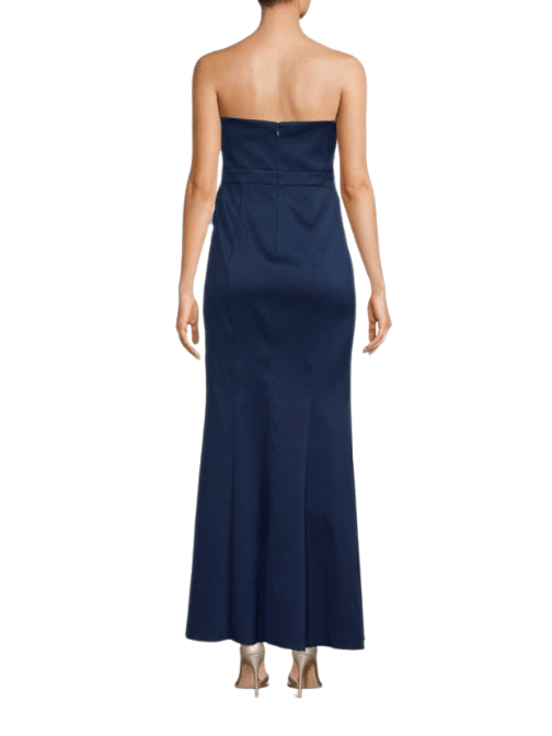 Mikado Bandeau Fit & Flare Maxi Dress Blue by Aidan Mattox - Rental Hong Kong