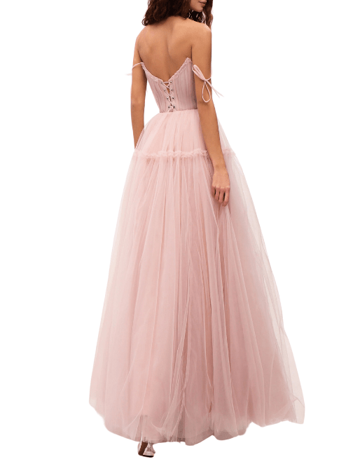 Misty Rose Tie - Straps Tulle Prom Dress by Milla - Rental Hong Kong