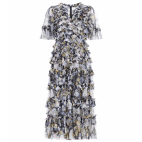 Moonlight Petals floral - print tulle midi dress Black by Needle & Thread - Rental Hong Kong