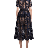 Navy Lace Midi Dress Blue by Self Portrait - Rental Hong Kong