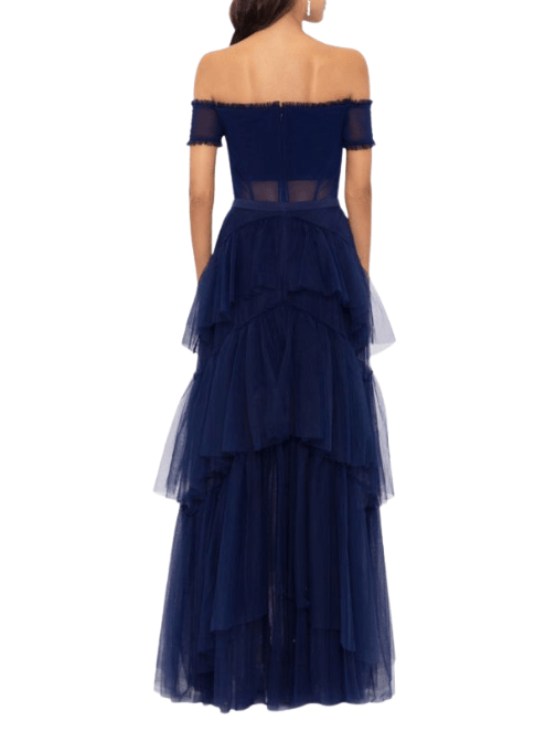 Off Shoulder Tiered Ball Gown by Betsy and Adam - Rental Hong Kong