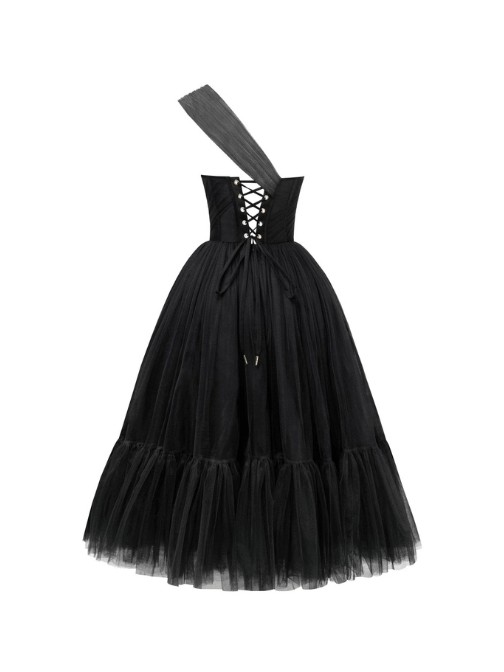 One - Shoulder Cocktail Tulle Dress Black by Milla - Rental Hong Kong