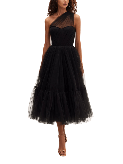 One - Shoulder Cocktail Tulle Dress Black by Milla - Rental Hong Kong