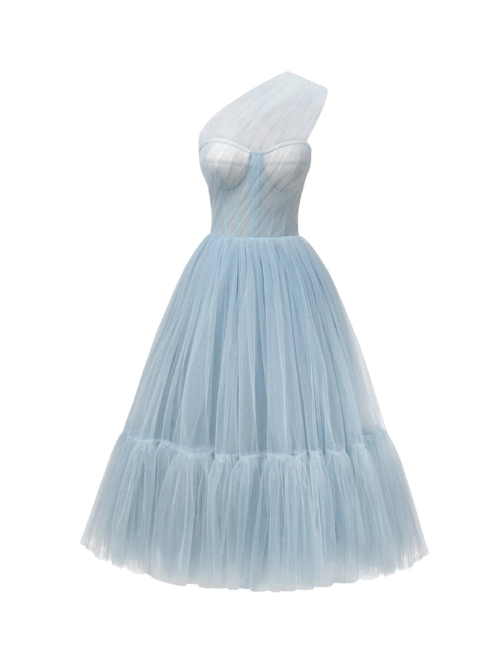 One - Shoulder Cocktail Tulle Dress Blue by Milla - Rental Hong Kong