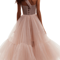 One - Shoulder Cocktail Tulle Dress Pink by Milla - Rental Hong Kong