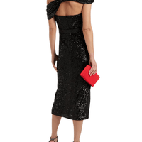 One - Shoulder Draped Sequined Tulle Midi Dress by Badgley Mischka - Rental Hong Kong
