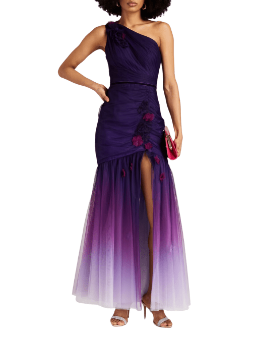 One - Shoulder Floral Tulle Gown by Marchesa Notte - Rental Hong Kong