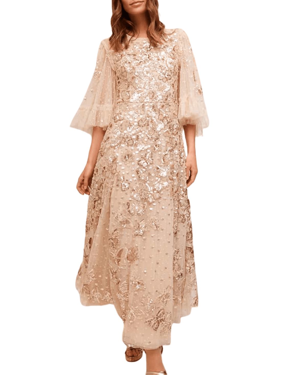 Papillon Ankle Gown Champagne by Needle & Thread - Rental Hong Kong