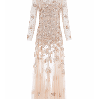 Papillon Sheer Ankle Gown Champagne by Needle & Thread - Rental Hong Kong