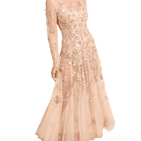 Papillon Sheer Ankle Gown Champagne by Needle & Thread - Rental Hong Kong