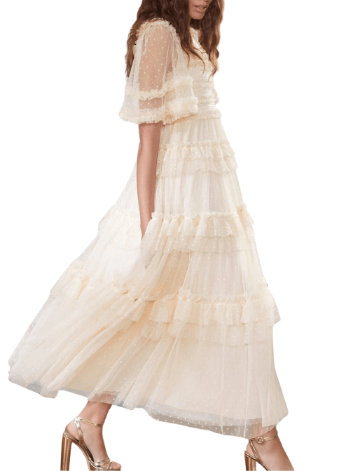 Peaches Smocked Ankle Gown by Needle & Thread - Rental Hong Kong