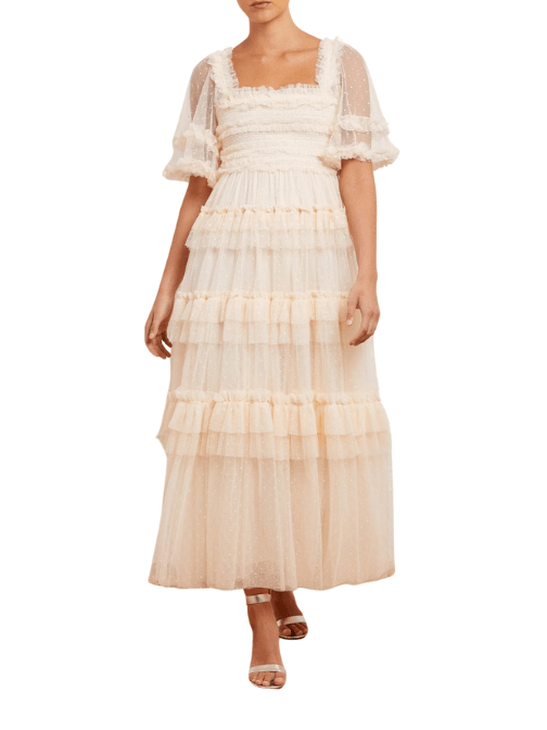 Peaches Smocked Ankle Gown by Needle & Thread - Rental Hong Kong