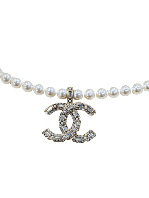 Pearl with Crystal CClogo Choker Silver by Chanel - Rental Hong Kong