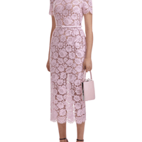 Pink Fine Lace Pear Midi Dress Pink by Self Portrait - Rental Hong Kong