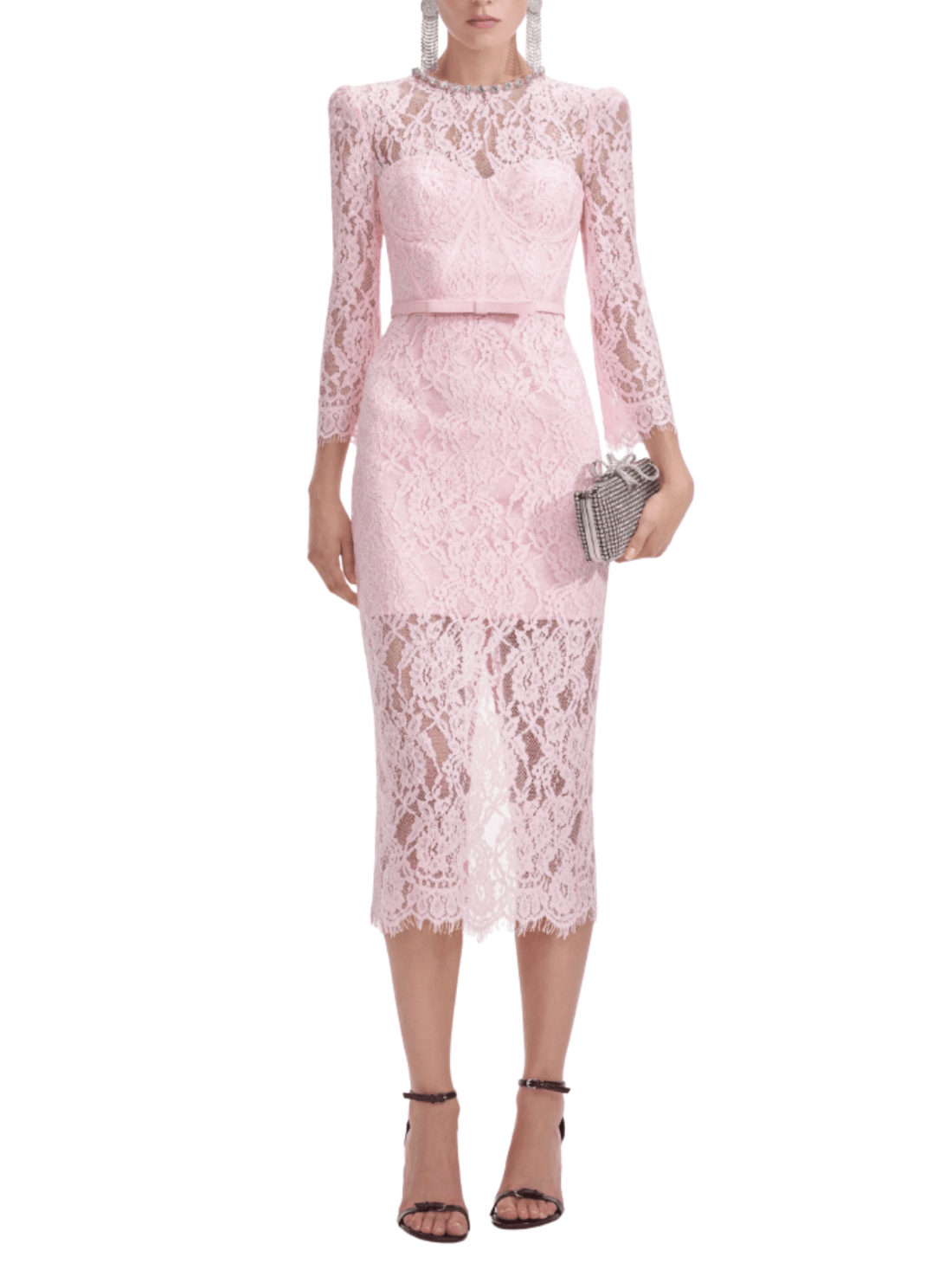 Pink Lace Bustier Midi Dress by Self Portrait - Rental Hong Kong