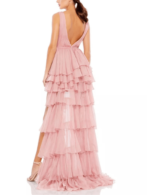 Plunge Ruffle High Low Gown by Mac Duggal - Rental Hong Kong