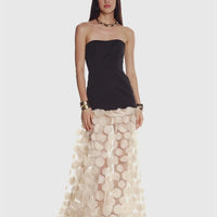 Harper Strapless Black and Beige Gown Black