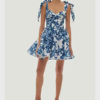 Marvelous Blue Hydrangea Mini Dress Blue