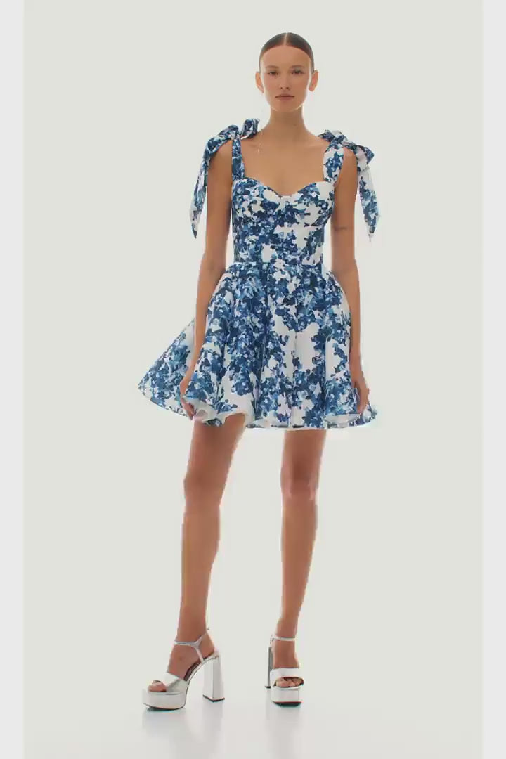 Marvelous Blue Hydrangea Mini Dress Blue