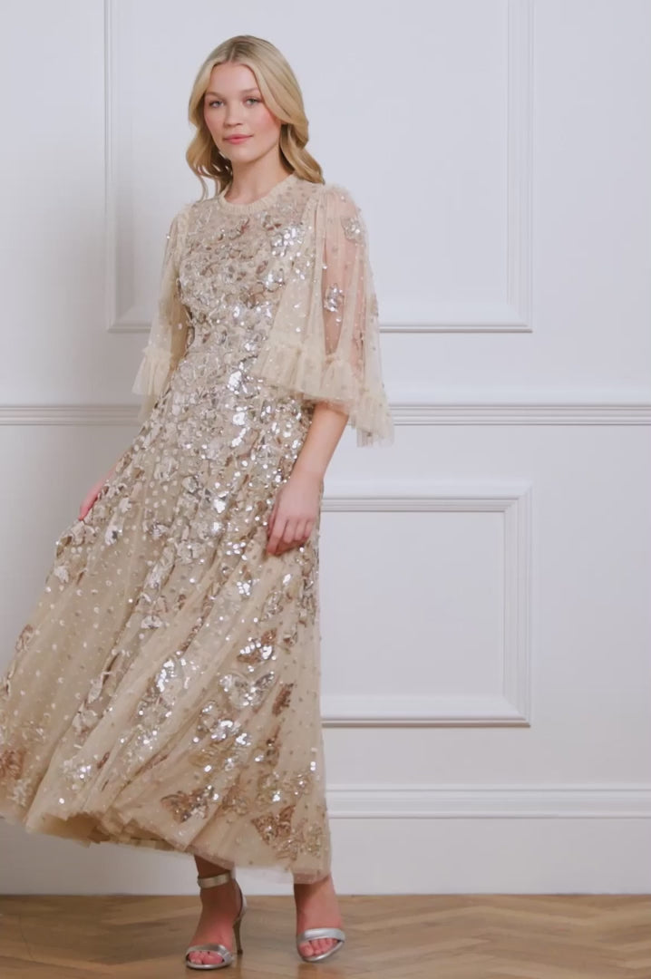 Papillon Ankle Gown Champagne