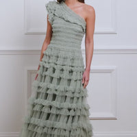 Listette Ruffle One Shoulder Gown