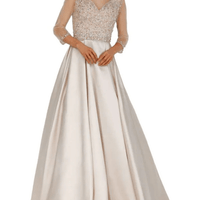Prom Embellished Satin Ball Gown Champagne by Terani Couture - Rental Hong Kong