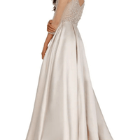 Prom Embellished Satin Ball Gown Champagne by Terani Couture - Rental Hong Kong