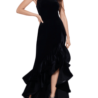 Ruffle Tier Velvet Dress Black by Betsy and Adam - Rental Hong Kong