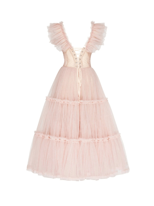 Ruffled Tulle Midi Dress Pink by Milla - Rental Hong Kong