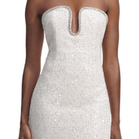 Sequin Boucle Strapless Midi Dress White by Self Portrait - Rental Hong Kong