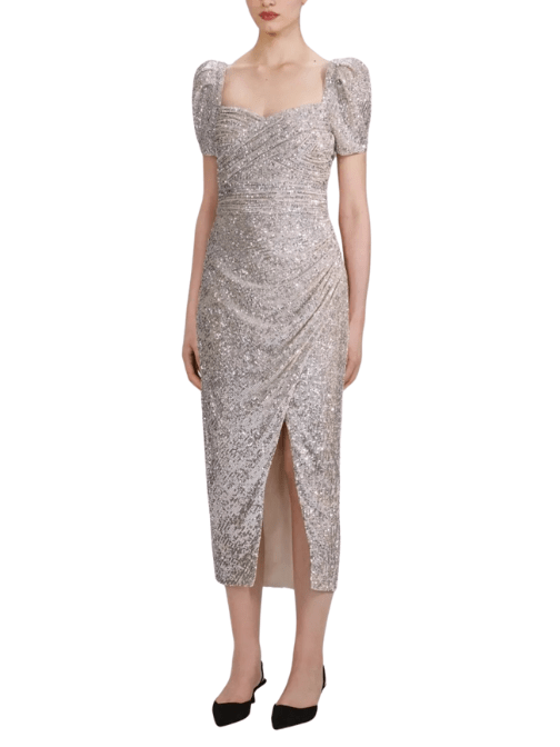 Sequin Midi Dress Silver by Self Portrait - Rental Hong Kong