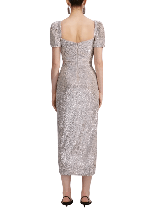 Sequin Midi Dress Silver by Self Portrait - Rental Hong Kong