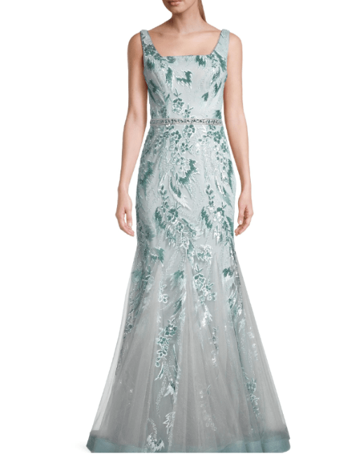Sequined Godet Gown Green by Basix - Rental Hong Kong