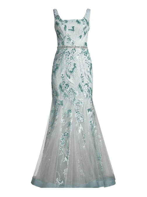 Sequined Godet Gown Green by Basix - Rental Hong Kong