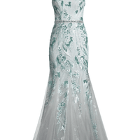 Sequined Godet Gown Green by Basix - Rental Hong Kong